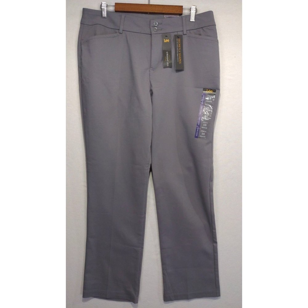 Lee Secretly Shapes Women's Trousers Mid-Rise Regular Fit Straight Leg Grey 16